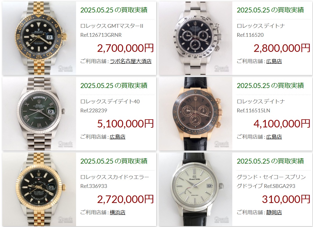 買取クォークロレックス買取実績