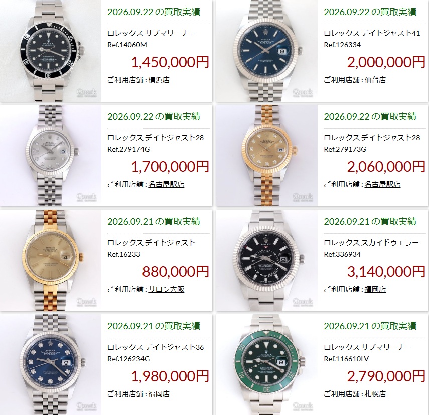 買取クォークロレックス買取実績